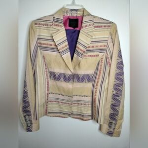 Bern and Mort (Size 14) Multicolored Patterned Interior Lined LS Blazer Jacket